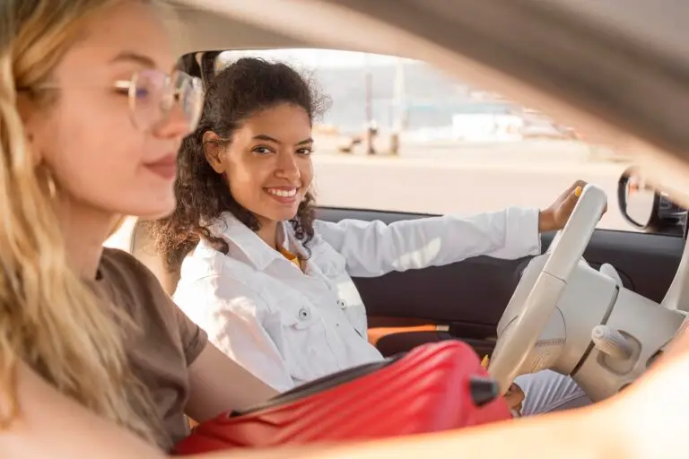close up women traveling by car
