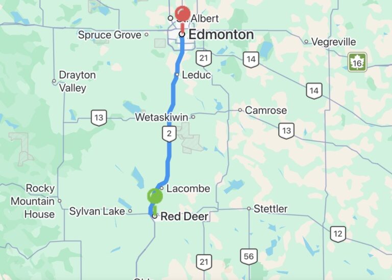 red deer to edmonton route