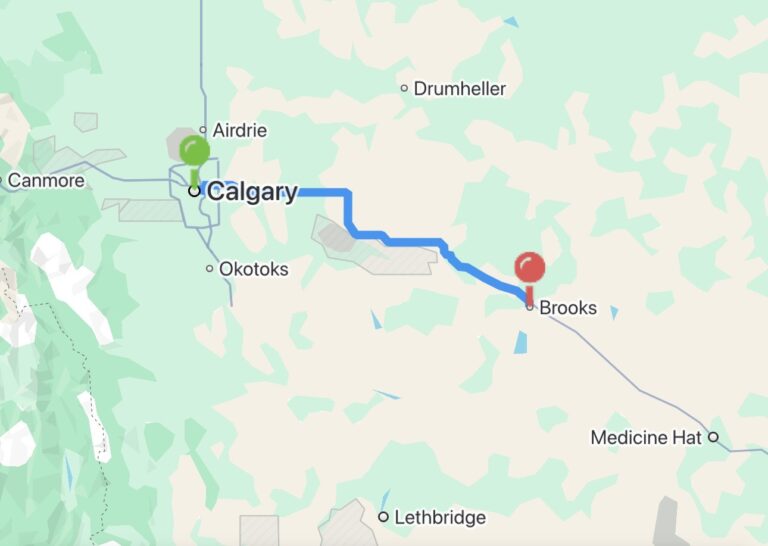 calgary to brooks route